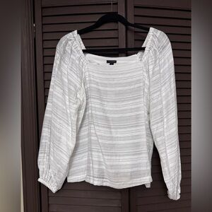 Ann Taylor Women's White Striped Top Size M NWT
